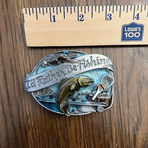Siskiyou Vintage I’d Rather Be Fishing Siskiyou Buckle Co 1985 Belt Buckle. - Picture 1 of 5